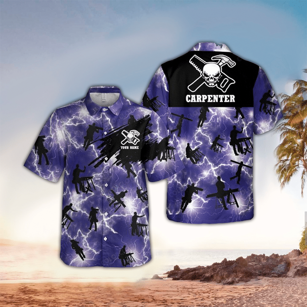Custom Carpenter Apparel Carpenter Hawaiian Button Up Shirt for Men and Women