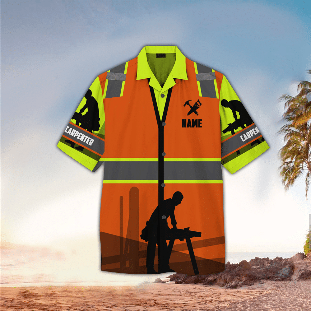 Custom Carpenter Apparel Carpenter Hawaiian Button Up Shirt for Men and Women