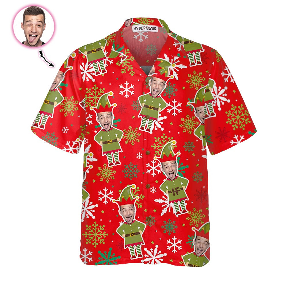 Custom Face Christmas Elf Custom Hawaiian Shirt Green Elf Shirt Personalized Gift For Christmas