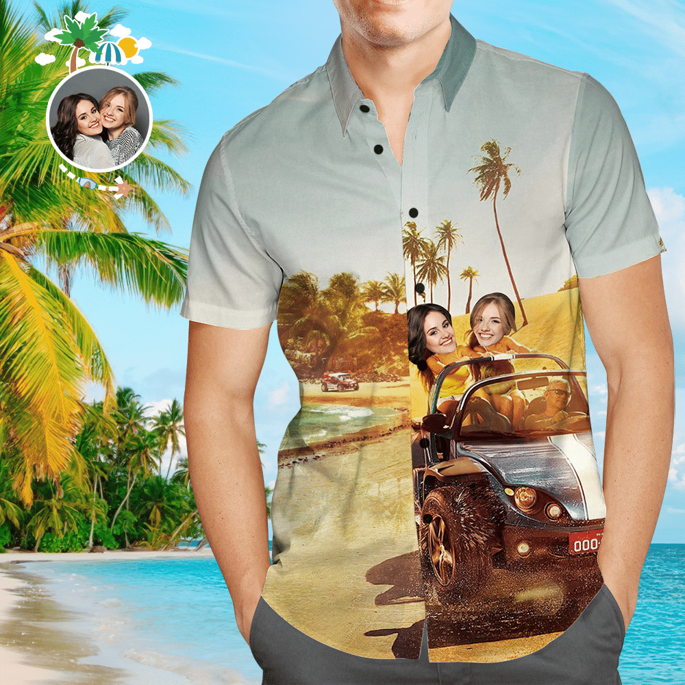 Custom Face Hawaiian Shirt Mens All Over Print Shirt Colorful Short Sleeve Summer Beach Casual Shirt For Men And Women