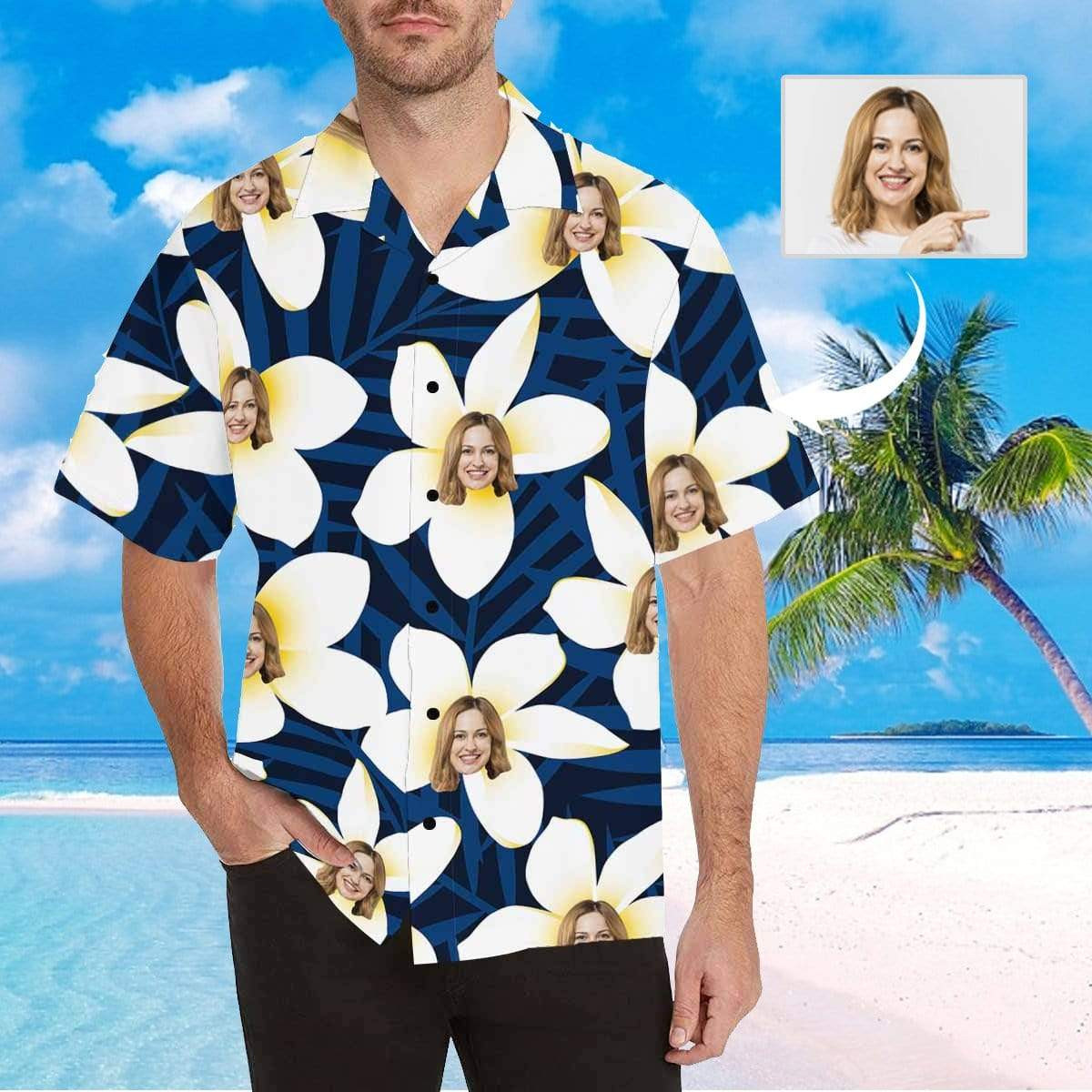 Custom Face Petals Mens All Over Print Hawaiian Shirt Colorful Short Sleeve Summer Beach Casual Shirt For Men And Women