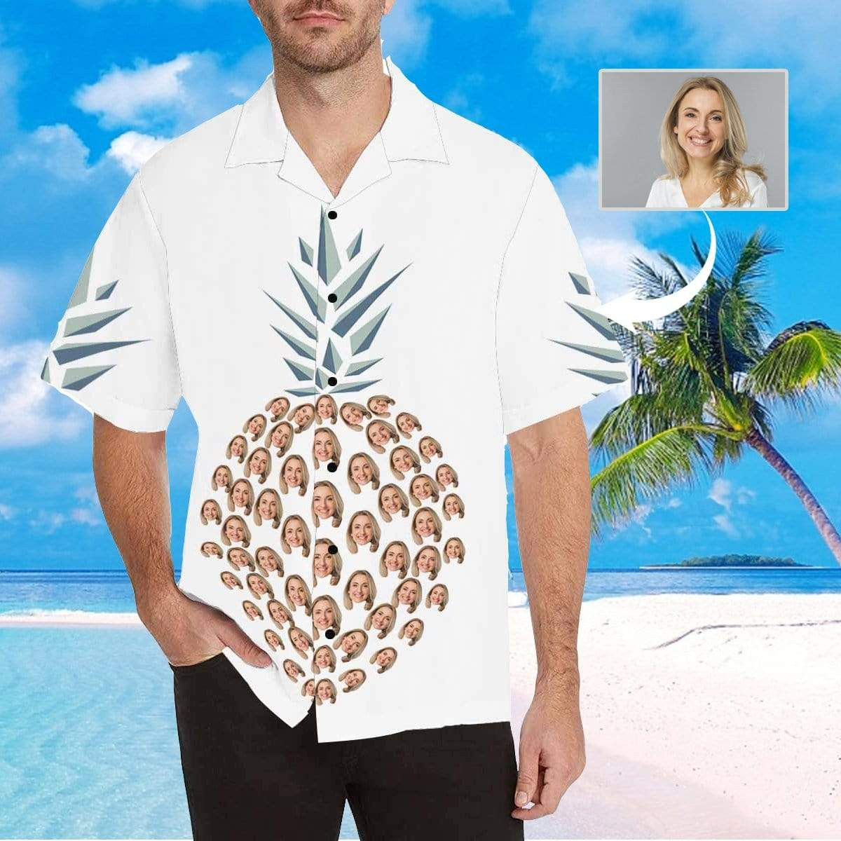 Custom Face Pineapple Circle Mens All Over Print Hawaiian Shirt Colorful Short Sleeve Summer Beach Casual Shirt For Men And Women