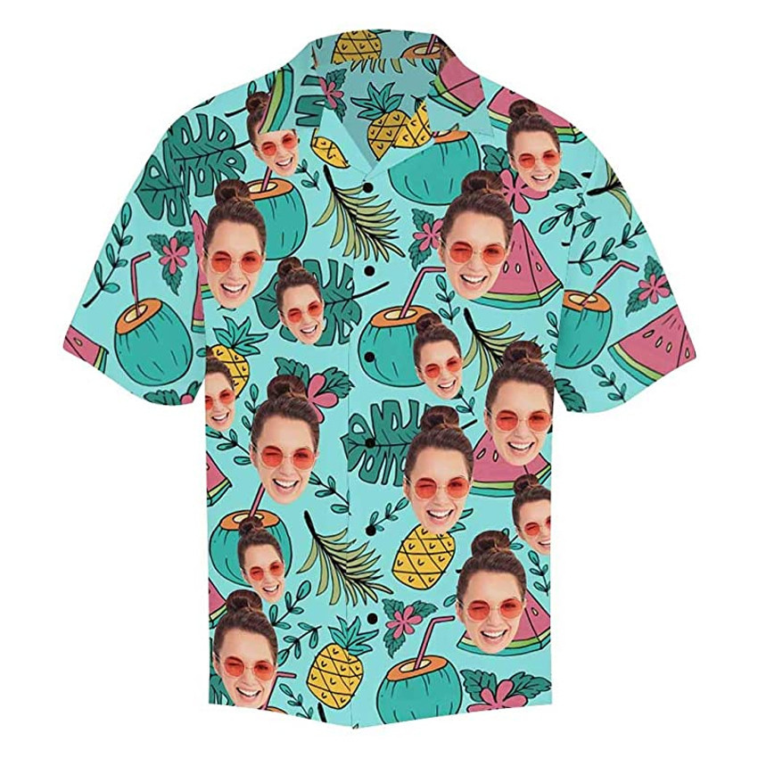 Custom Face Shirt Custom Face Hawaiian Shirt Tropical Pattern Shirt For Men and Women