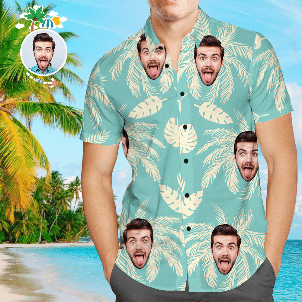 Custom Face Shirt Mens Hawaiian Shirt Simple Color Matching Colorful Short Sleeve Summer Beach Casual Shirt For Men And Women