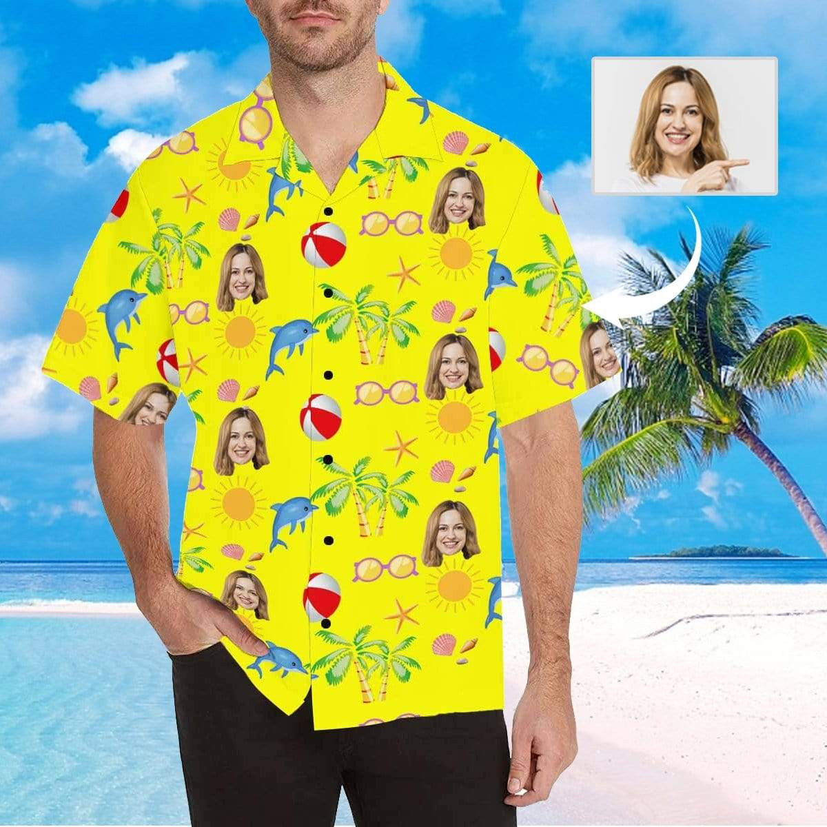 Custom Face Sunglasses Tree Mens All Over Print Hawaiian Shirt Colorful Short Sleeve Summer Beach Casual Shirt For Men And Women