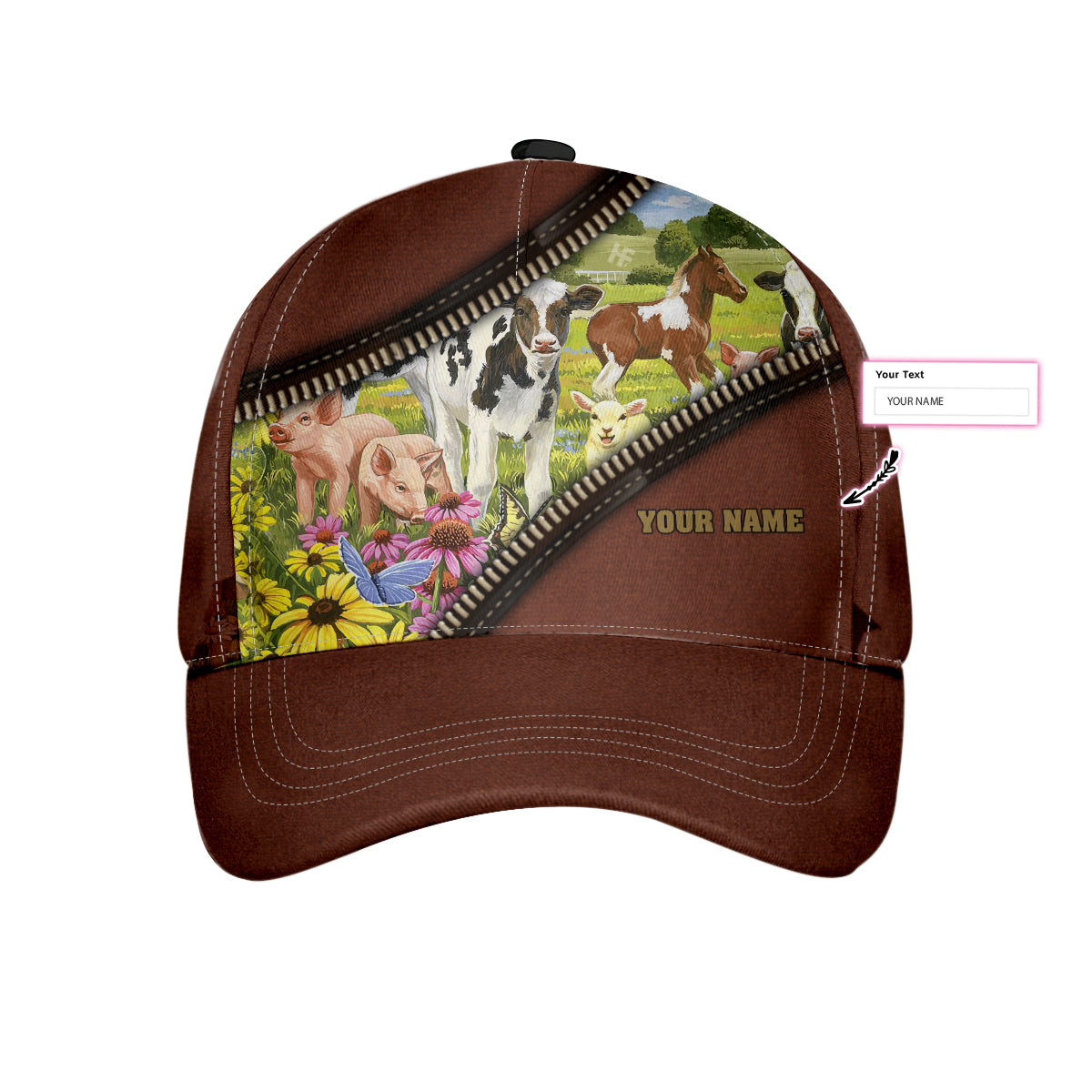 Custom Farm Animals Classic Cap Personalized Name Custom Cap