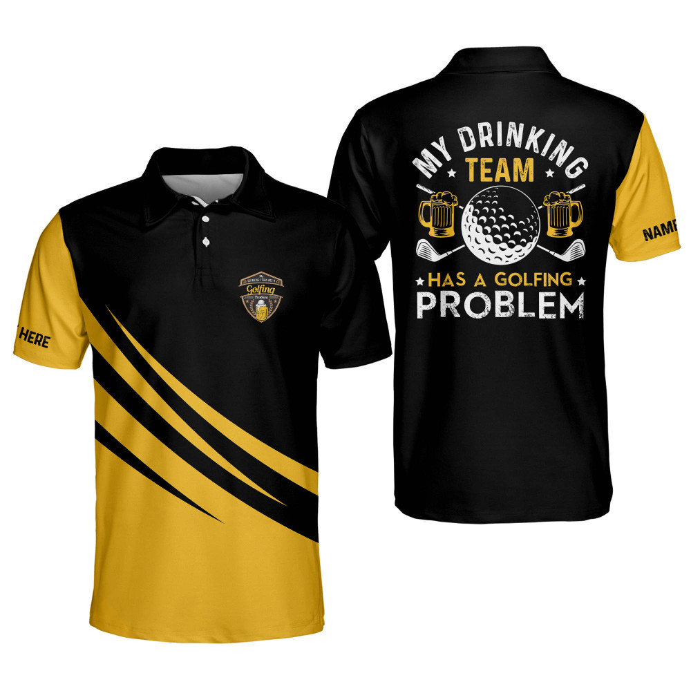 Custom Funny Golf Shirts for Men My Drinking Team Has A Golfing Problem Shirts Short Sleeve Lightweight Polos