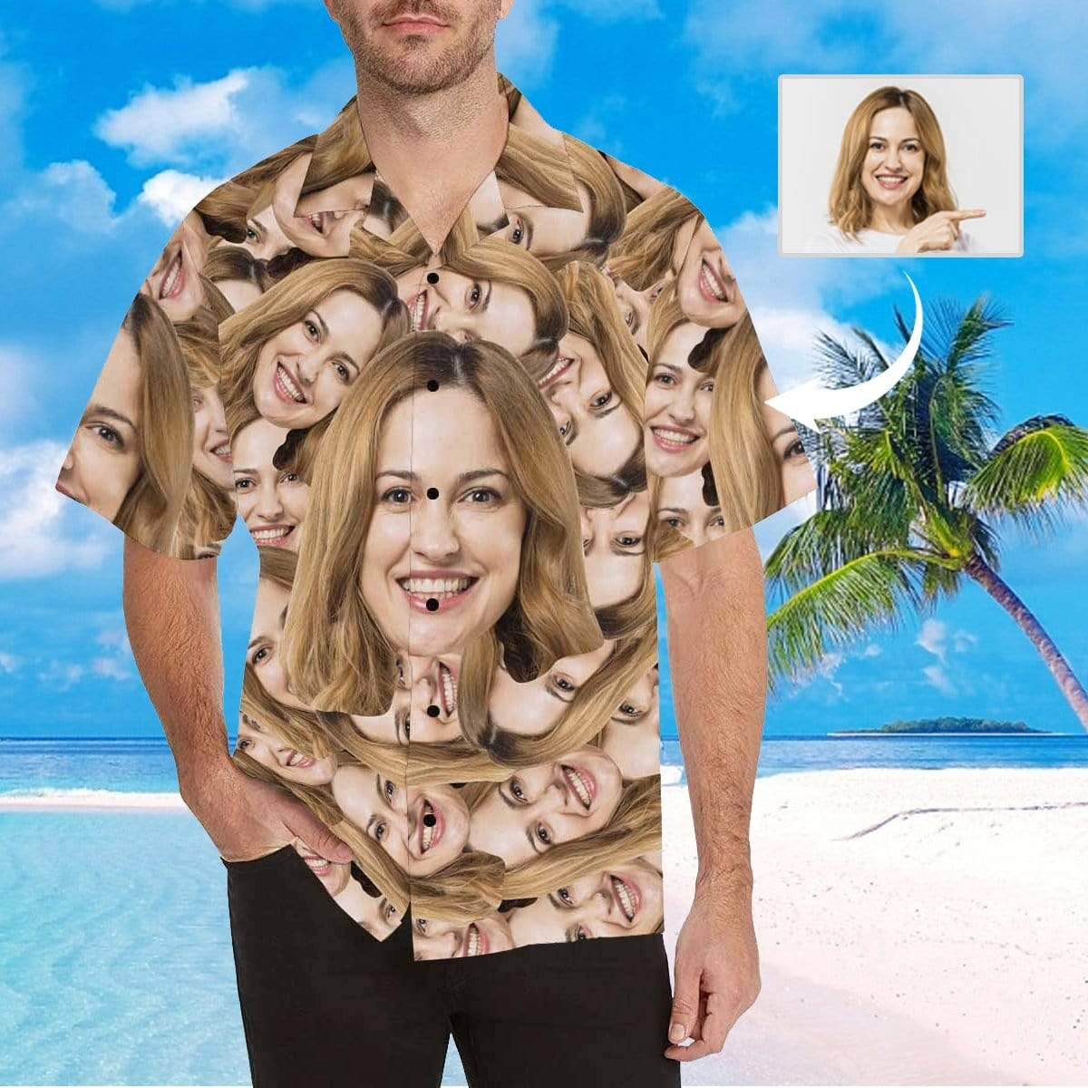 Custom Girlfriend Face Seamless Mens All Over Print Hawaiian Shirt Colorful Short Sleeve Summer Beach Casual Shirt For Men And Women