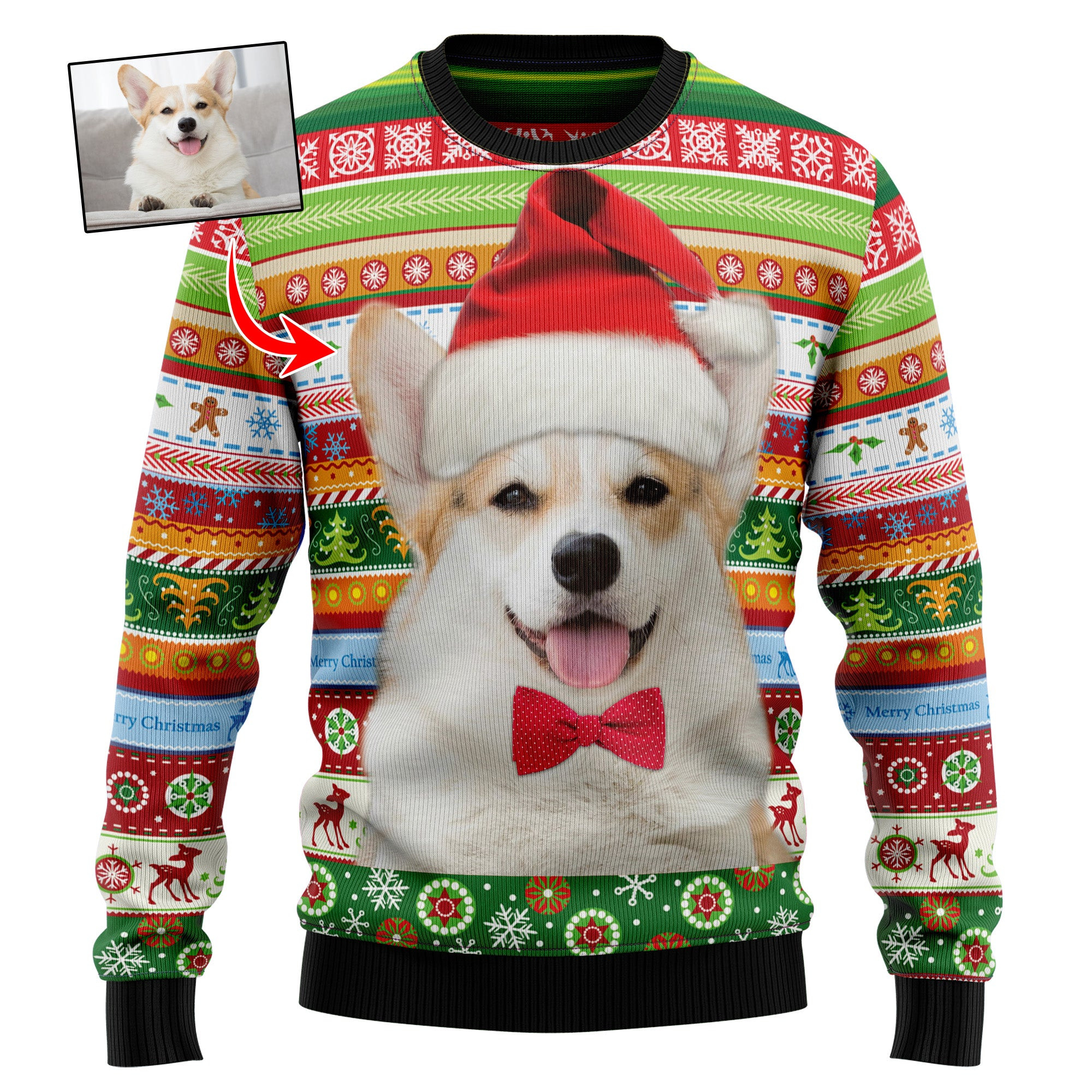 Custom Photo Dog Merry Christmas Ugly Christmas Sweater