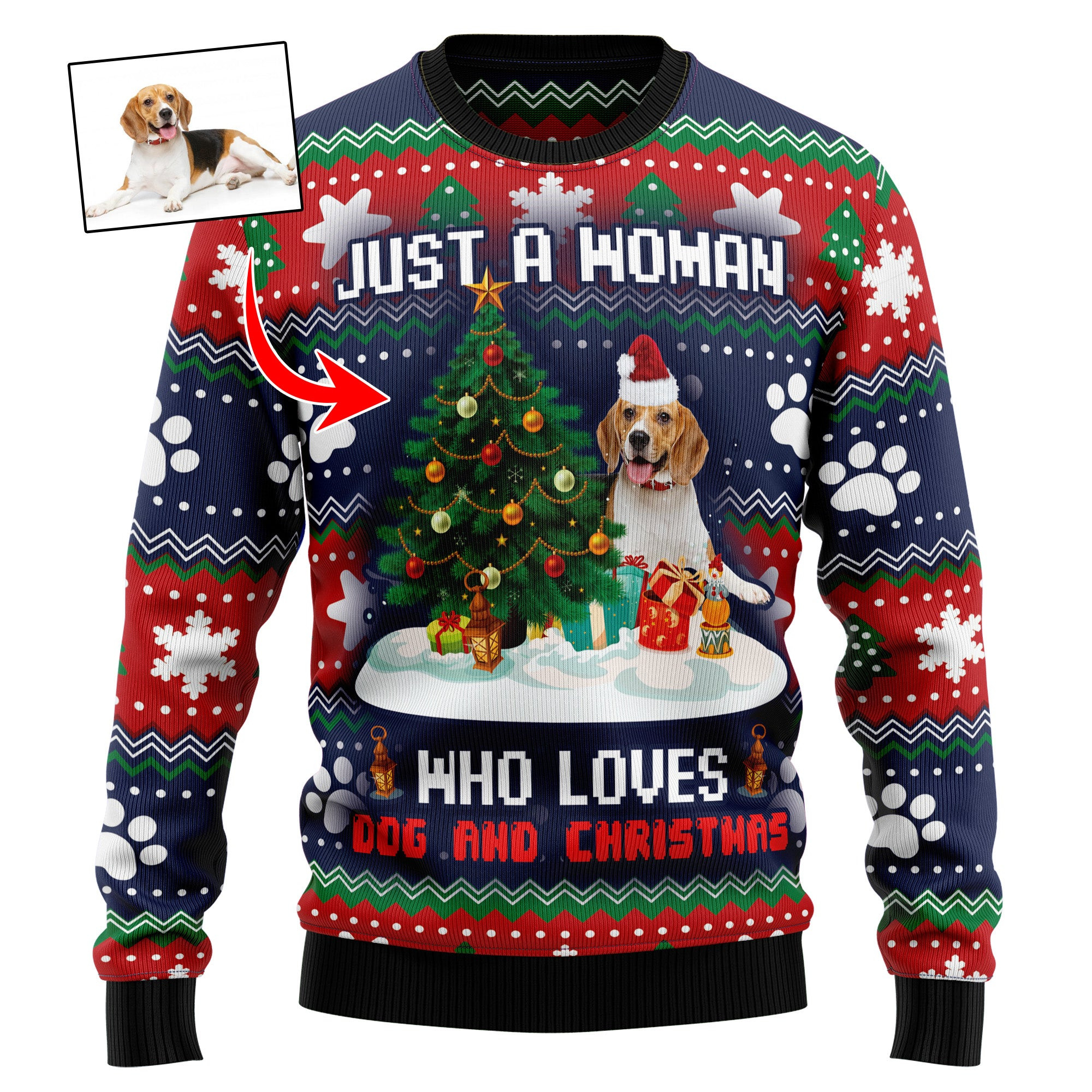 Custom Photo Dog Ugly Christmas Sweater