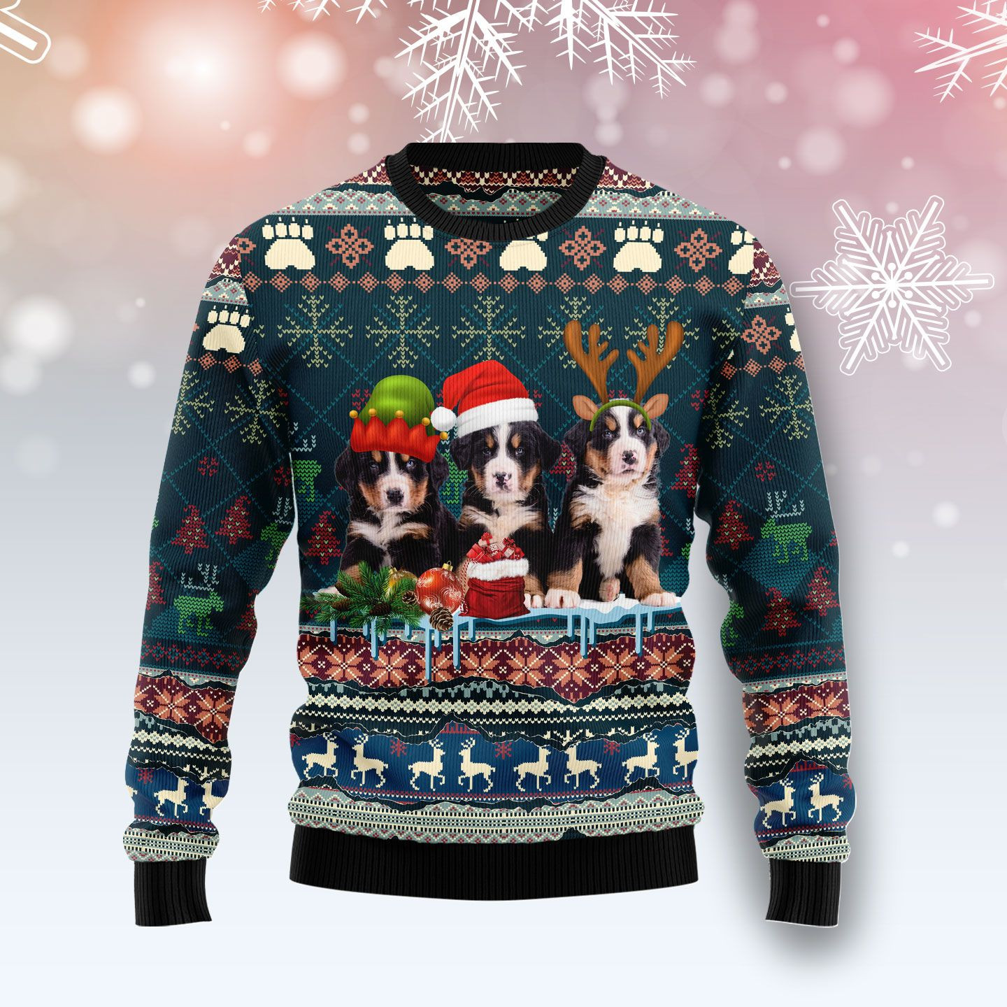 Cute Bernese Mountain Dog Ugly Christmas Sweater Ugly Sweater For Men Women