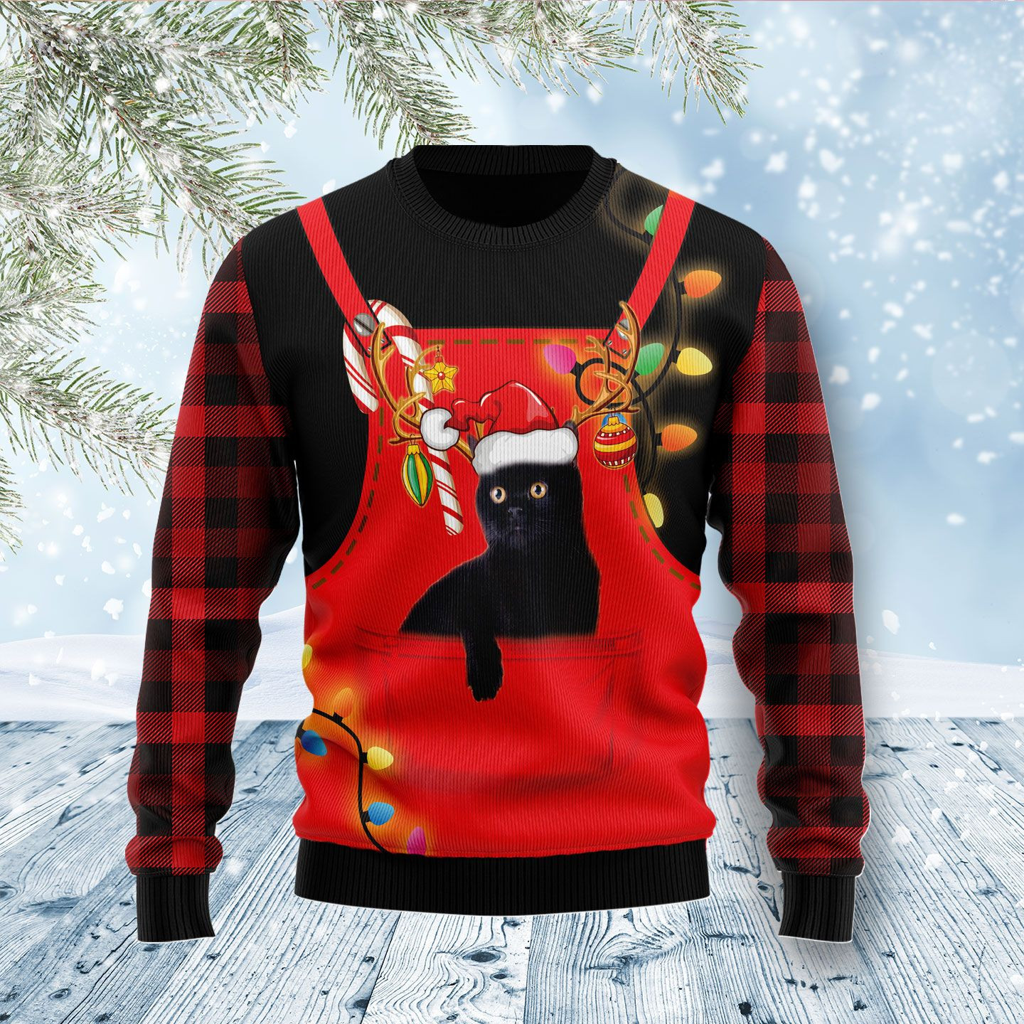 Cute Black Cat Ugly Christmas Sweater Ugly Sweater For Men Women