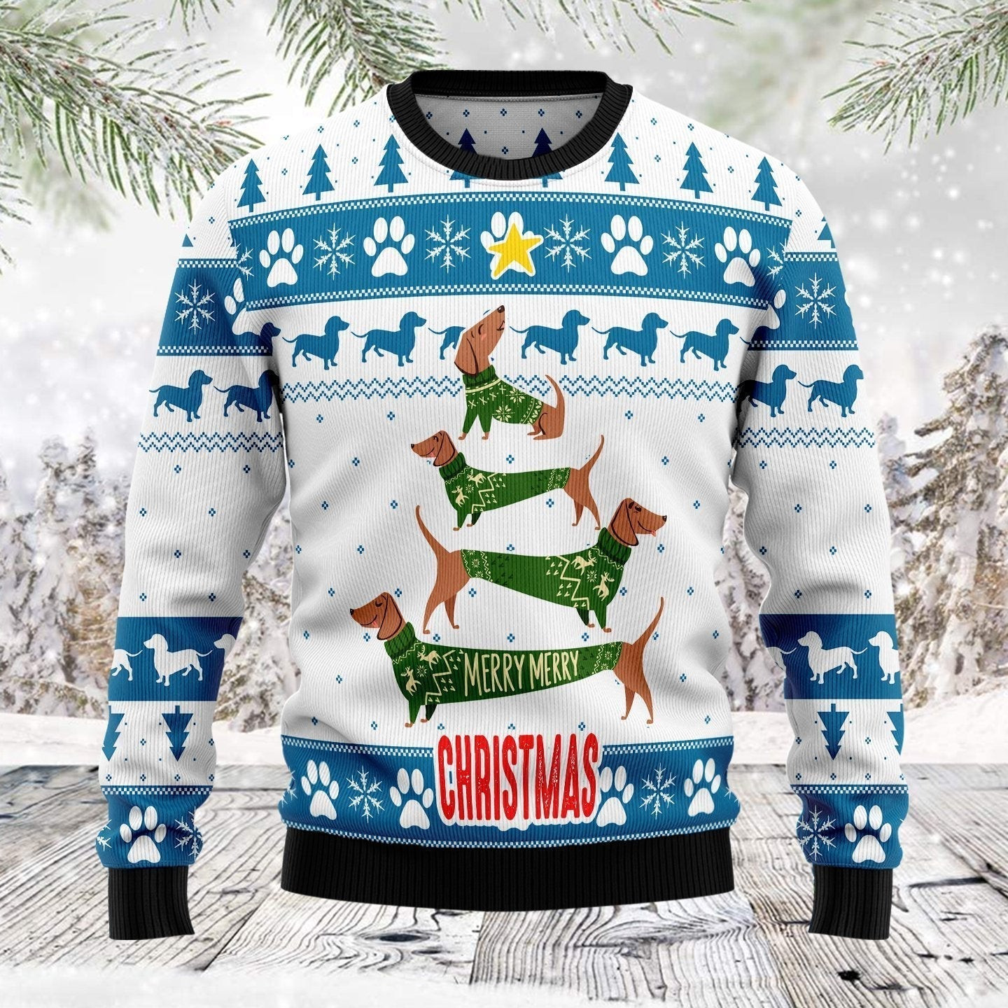 Cute Dachshund Ugly Christmas Sweater