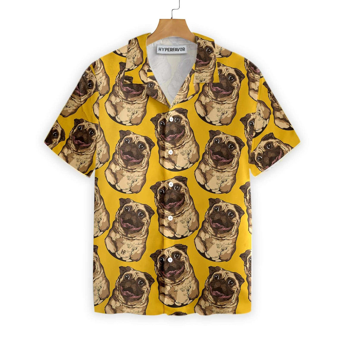 Cute Pugs Seamless Pattern Shirt For Men Hawaiian Shirt