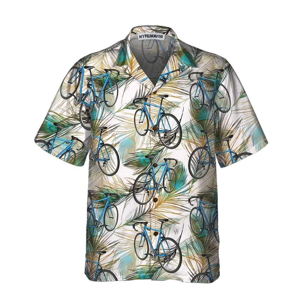 Cycling Feather Hawaiian Shirt Tropical Bicycle Shirt For Men  Women Best Gift For Bikers