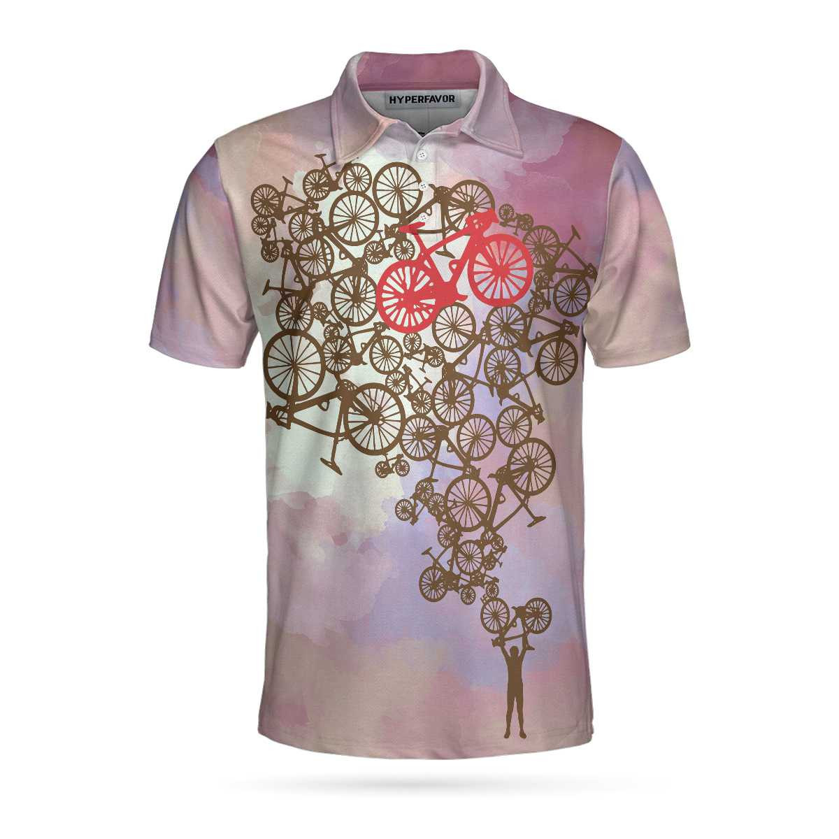 Cycling Polo Shirt Tie Dye Pink Cycling Shirt For Bikers Best Cycling Themed Polo Shirt For Adults