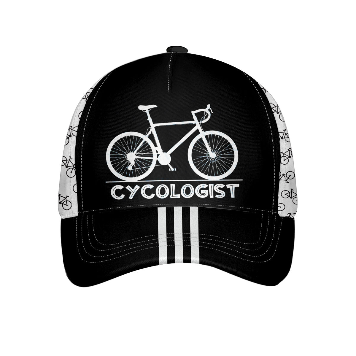 Cycologist Classic Cap Black And White Mountain Bike Pattern Cycling Baseball Cap