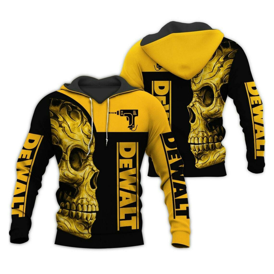 DEWALT Skull Quality Hoodie 3D All Over Prints Size S