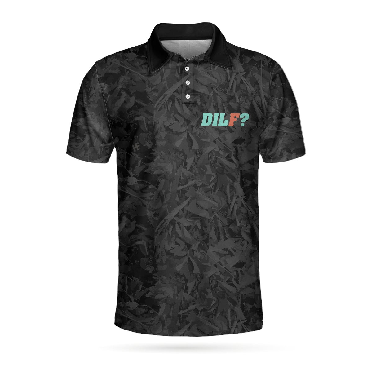 DILF Damn I Love Fishing Polo Shirt Short Sleeve Black Fishing Shirt For Men