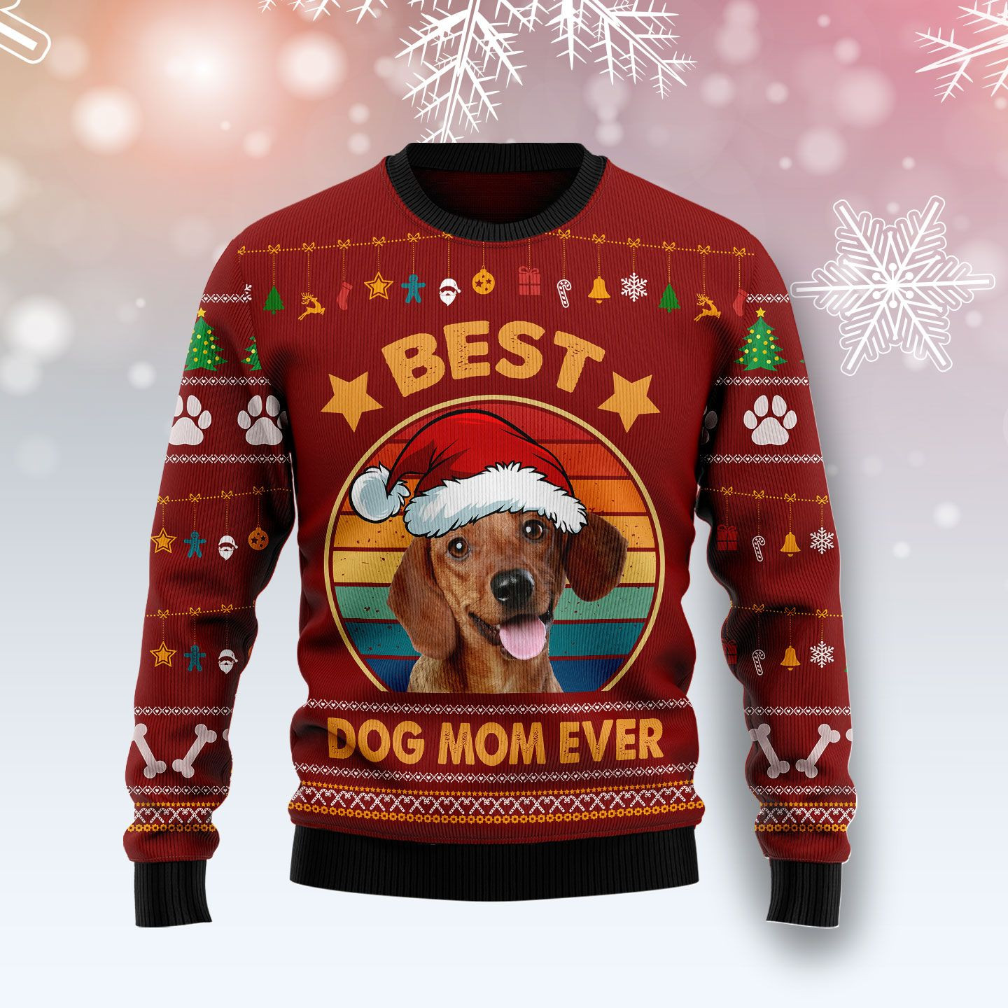 Dachshund Best Dog Mom Ugly Christmas Sweater