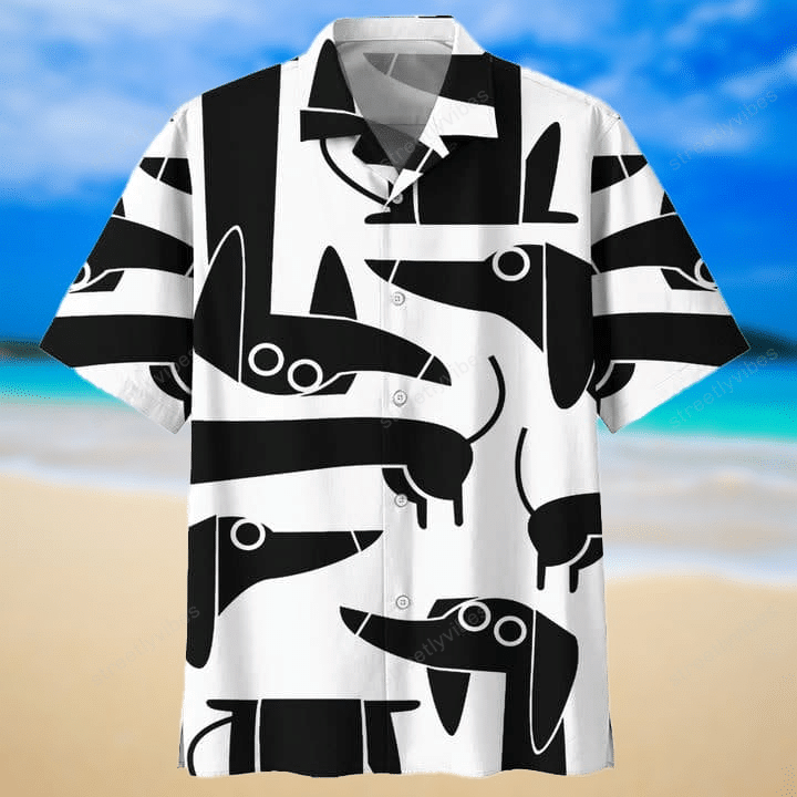 Dachshund Black And White Hawaiian Shirt Hawaiian Shirt For Men