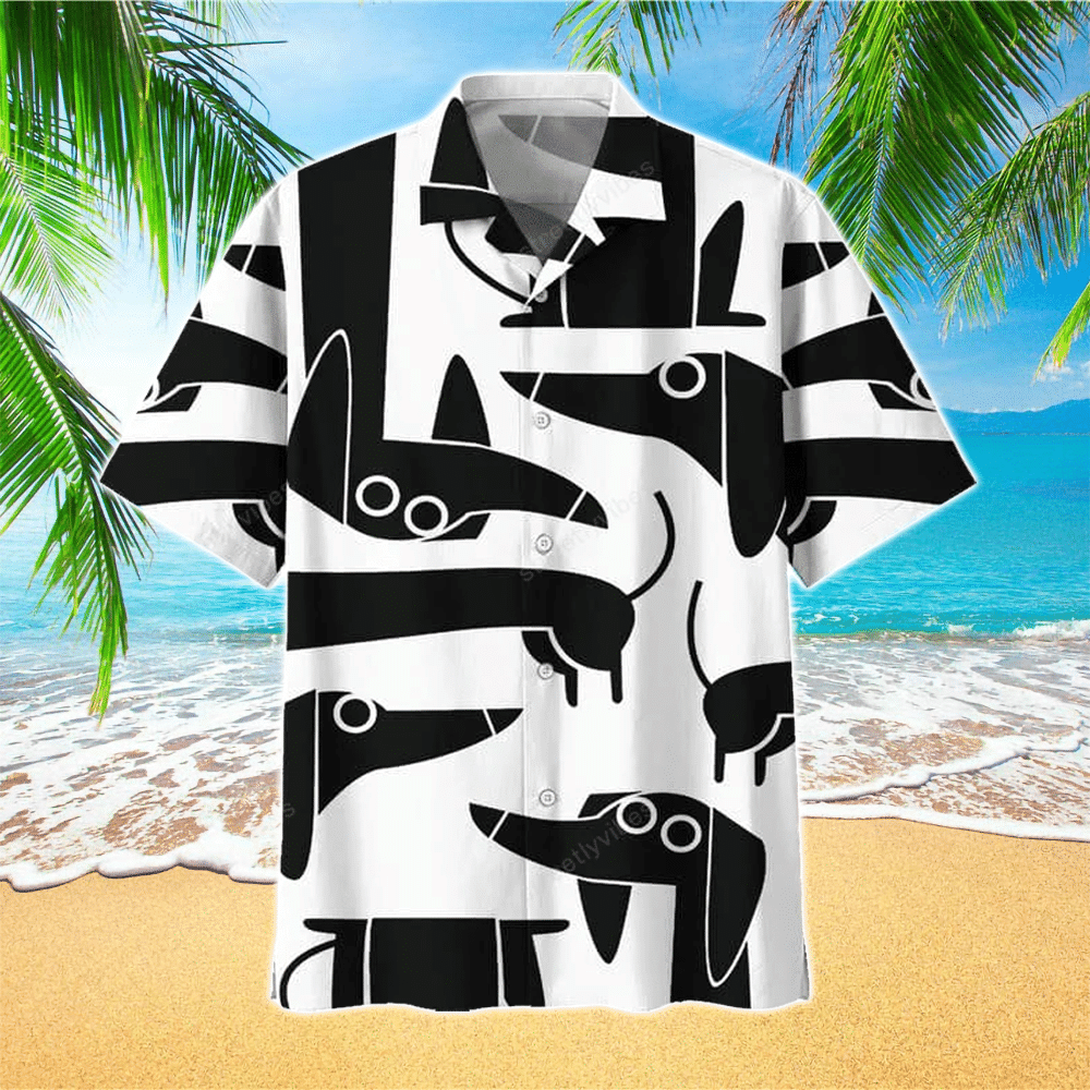 Dachshund Black And White Hawaiian Shirt for Men and Women