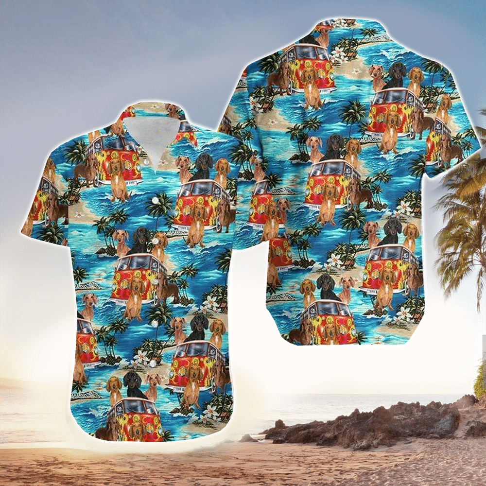 Dachshund Dog Funny Summer Vibe Tropical Hawaiian Shirt for Men and Women