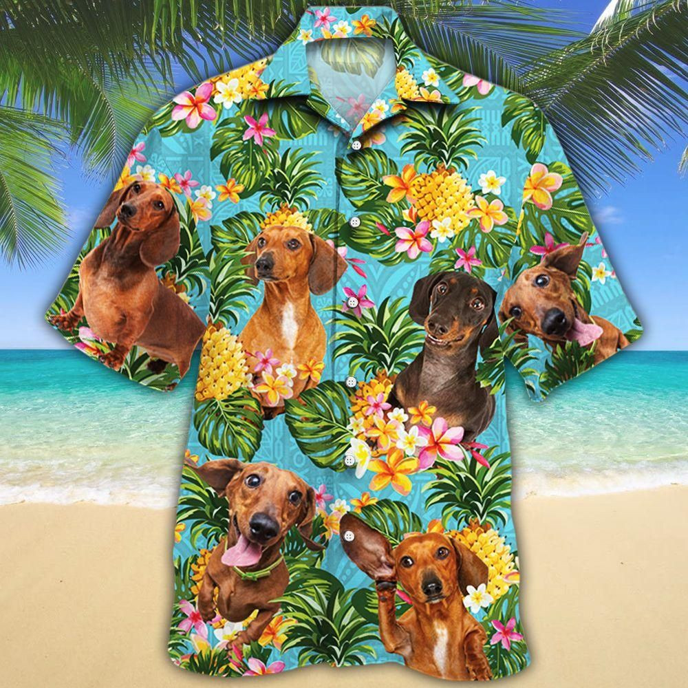 Dachshund Dog Lovers Pineapple Aloha Hawaiian Shirt Colorful Short Sleeve Summer Beach Casual Shirt For Men And Women