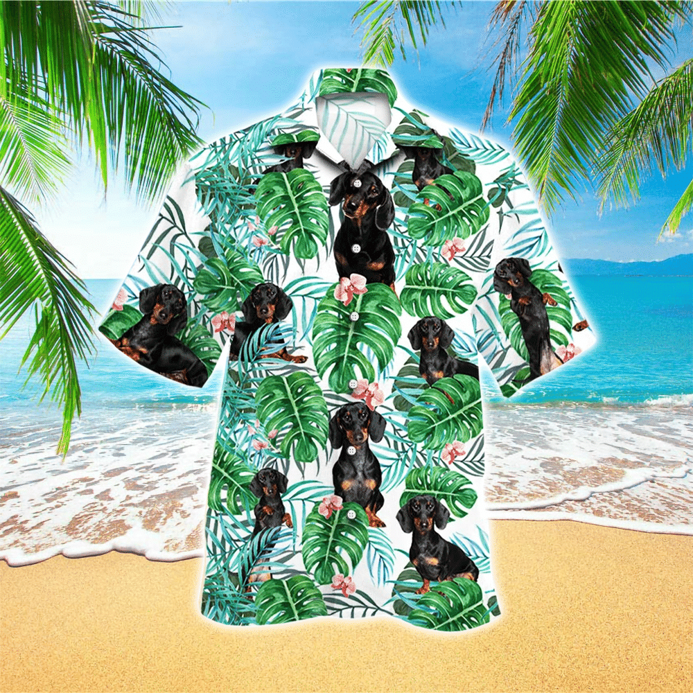 Dachshund Dog Tropical Plant Hawaiian Shirt for Men and Women