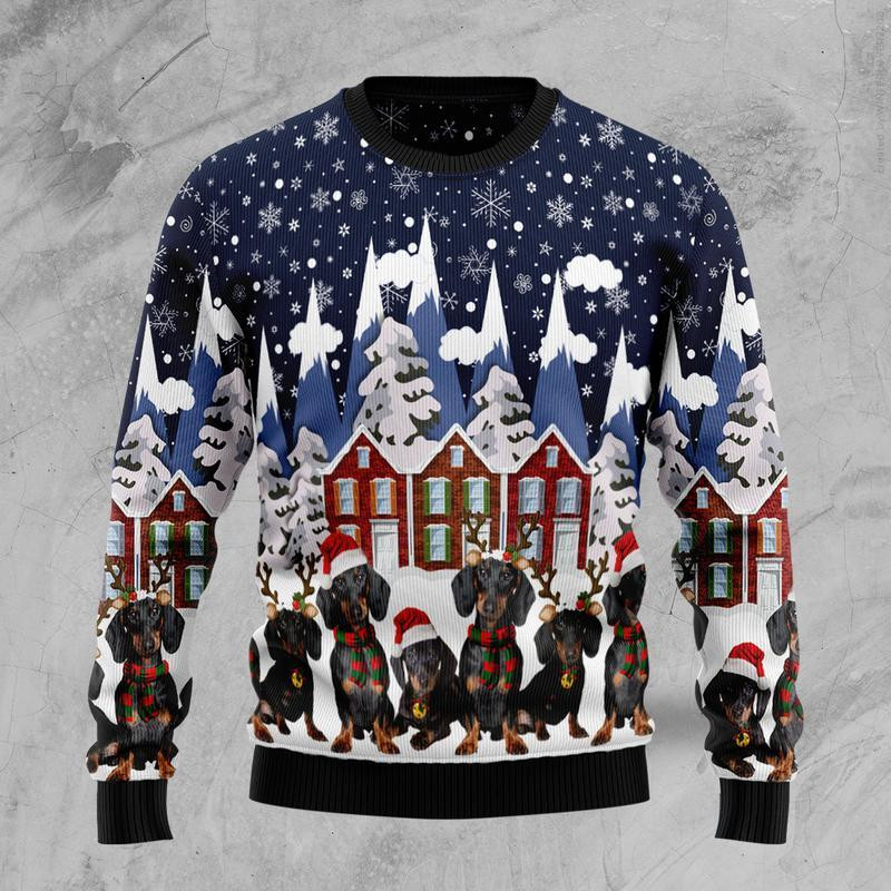 Dachshund Family Ugly Christmas Sweater Ugly Sweater For Men Women