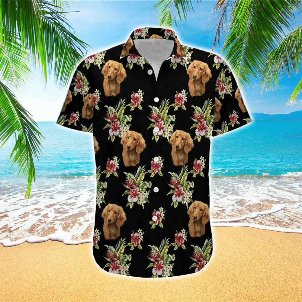 Dachshund Floral Custom Photo Hawaiian Shirt for Men and Women