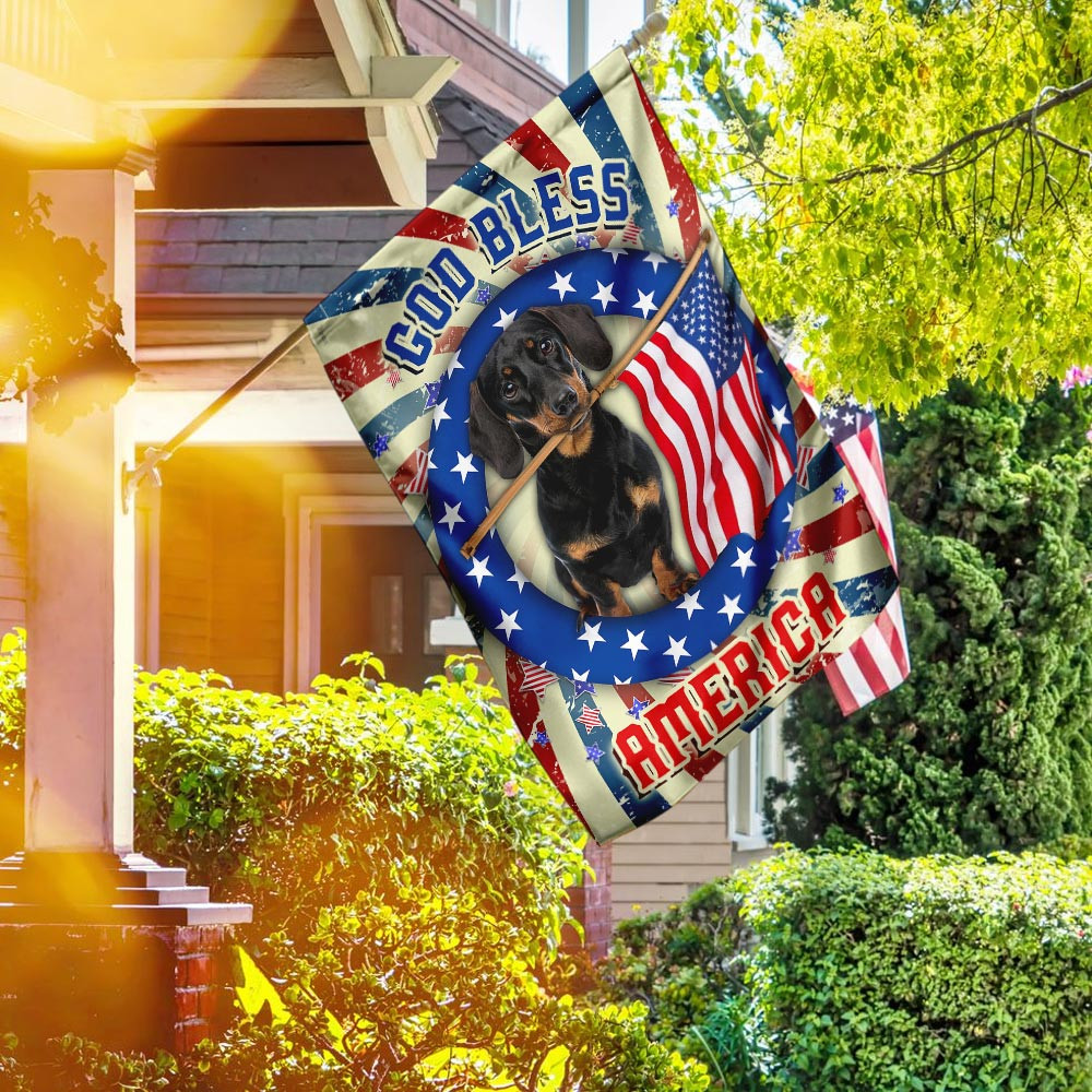 Dachshund God Bless America 4th Of July Flag Fourth July Flag USA Independence Day Flag Patriotic Flag