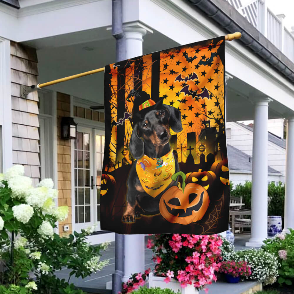 Dachshund Halloween Flag Halloween Outdoor Decor Fall Yard House Decoration