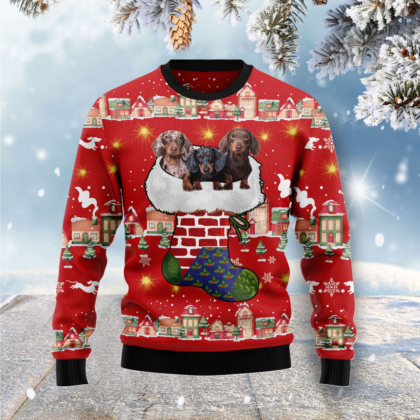 Dachshund Light Up Ugly Christmas Sweater Ugly Sweater For Men Women