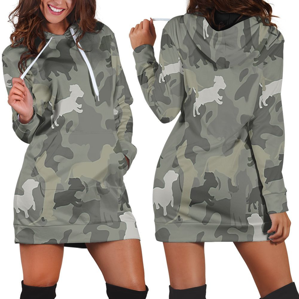Dachshund Pattern Camouflage Style For Dog Lover 3d Hoodie Dress Sweater Dress Sweatshirt Dress