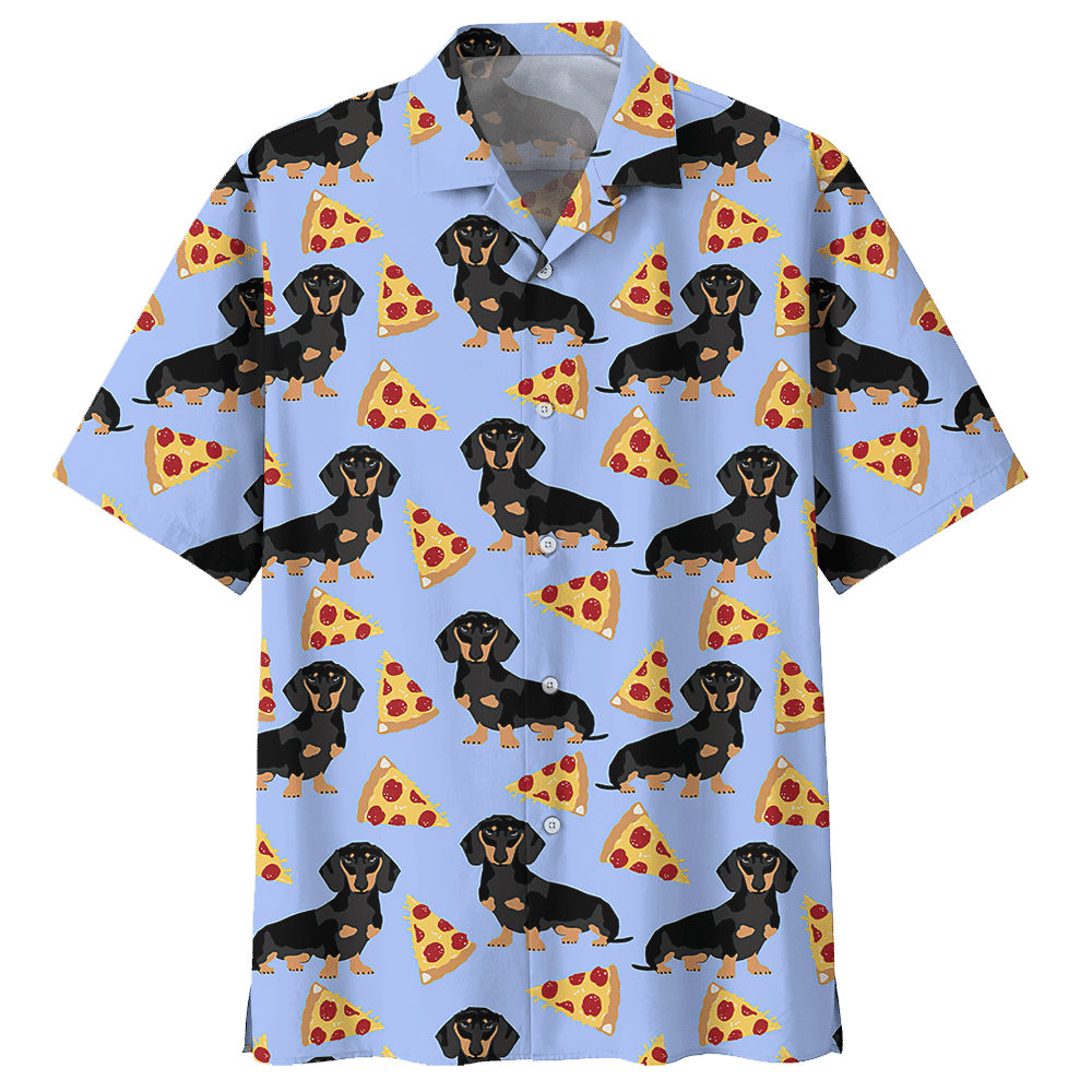 Dachshund Pizza Aloha Hawaiian Shirt Colorful Short Sleeve Summer Beach Casual Shirt For Men And Women