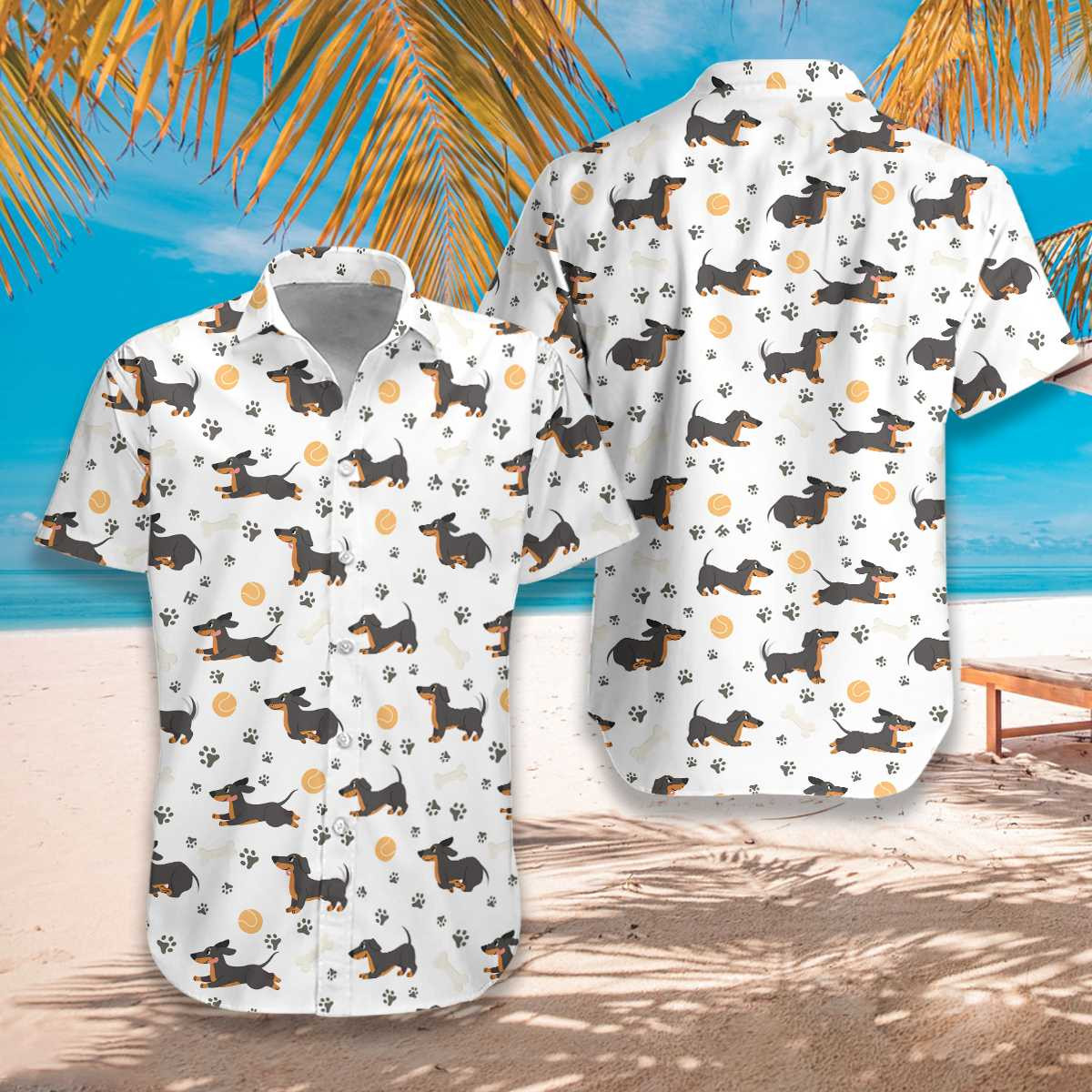 Dachshund Seamless Pattern Adorable Pets Hawaiian Shirt