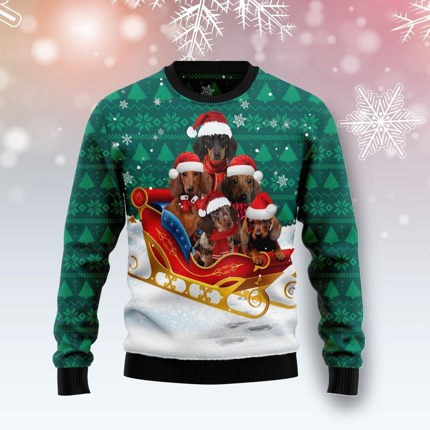 Dachshund Snow Ugly Christmas Sweater Ugly Sweater For Men Women