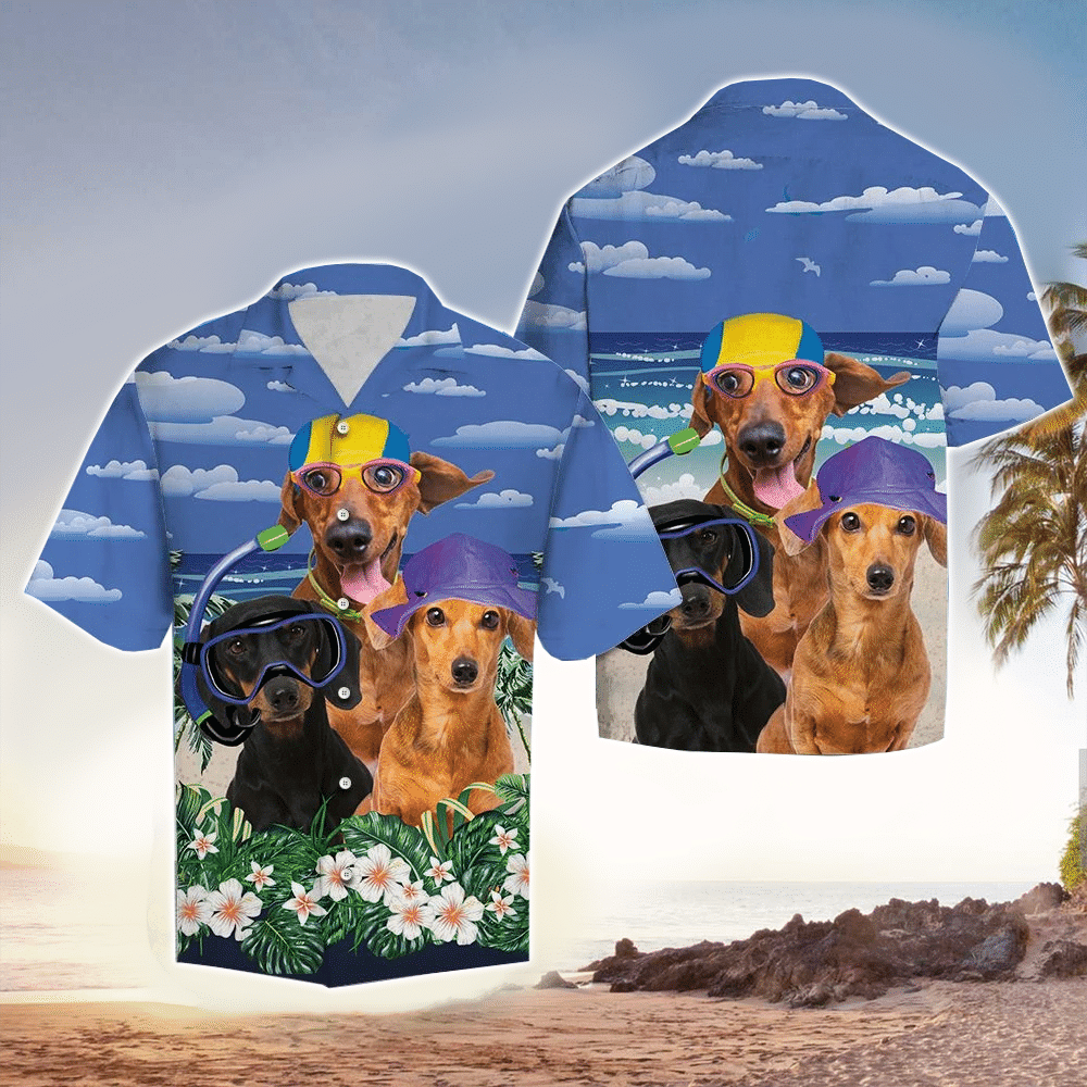 Dachshund Summer Beach Hawaiian Shirt for Men and Women