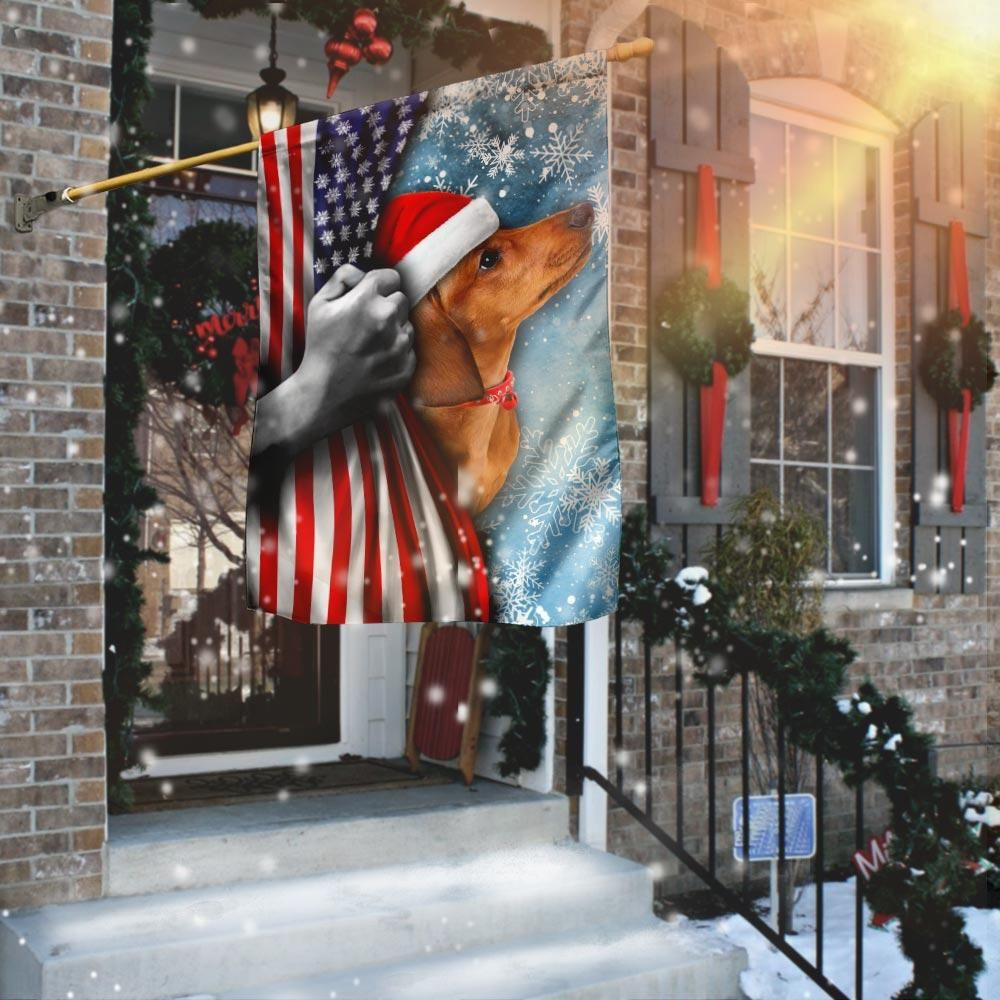 Dachshund Through The Snow American Flag Garden Flag House Flag