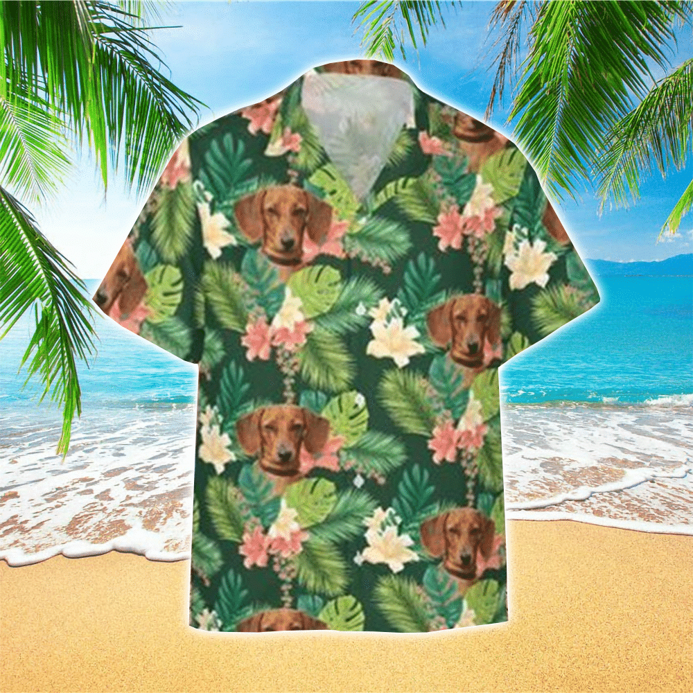 Dachshund With Tropical Flower Summer Beach Vacations The Best Gift For Dog Lovers Hawaiian Shirt for Men and Women