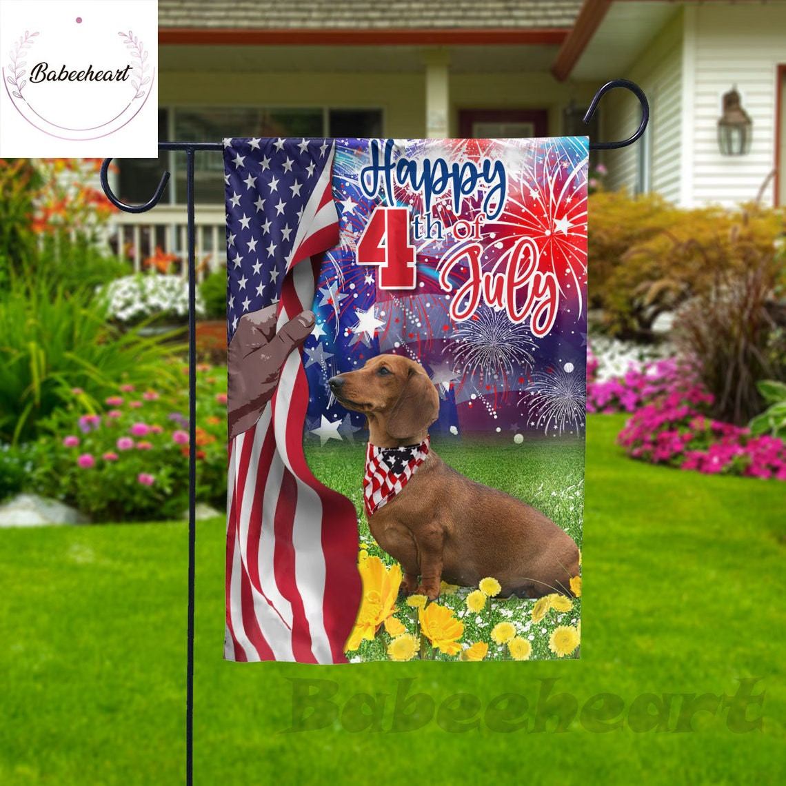 Dachshund dog Independence Day Flag Dog 4th Of July Flag Fourth July Dog Flag USA Independence Day Proud Nation Flags