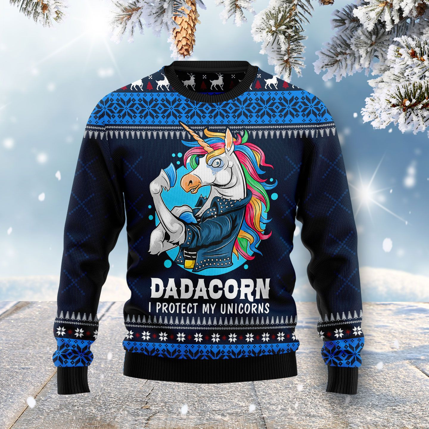 Dadacorn Protector Of My Unicorns Ugly Christmas Sweater Ugly Sweater For Men Women