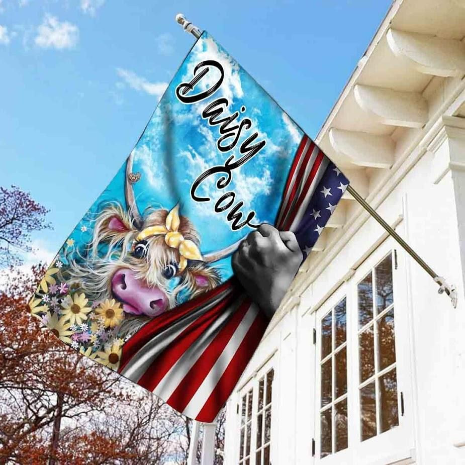 Daisy Cow With Flower Flag Gifts For Country Girl American Independence Day Us Garden Flag House Flag
