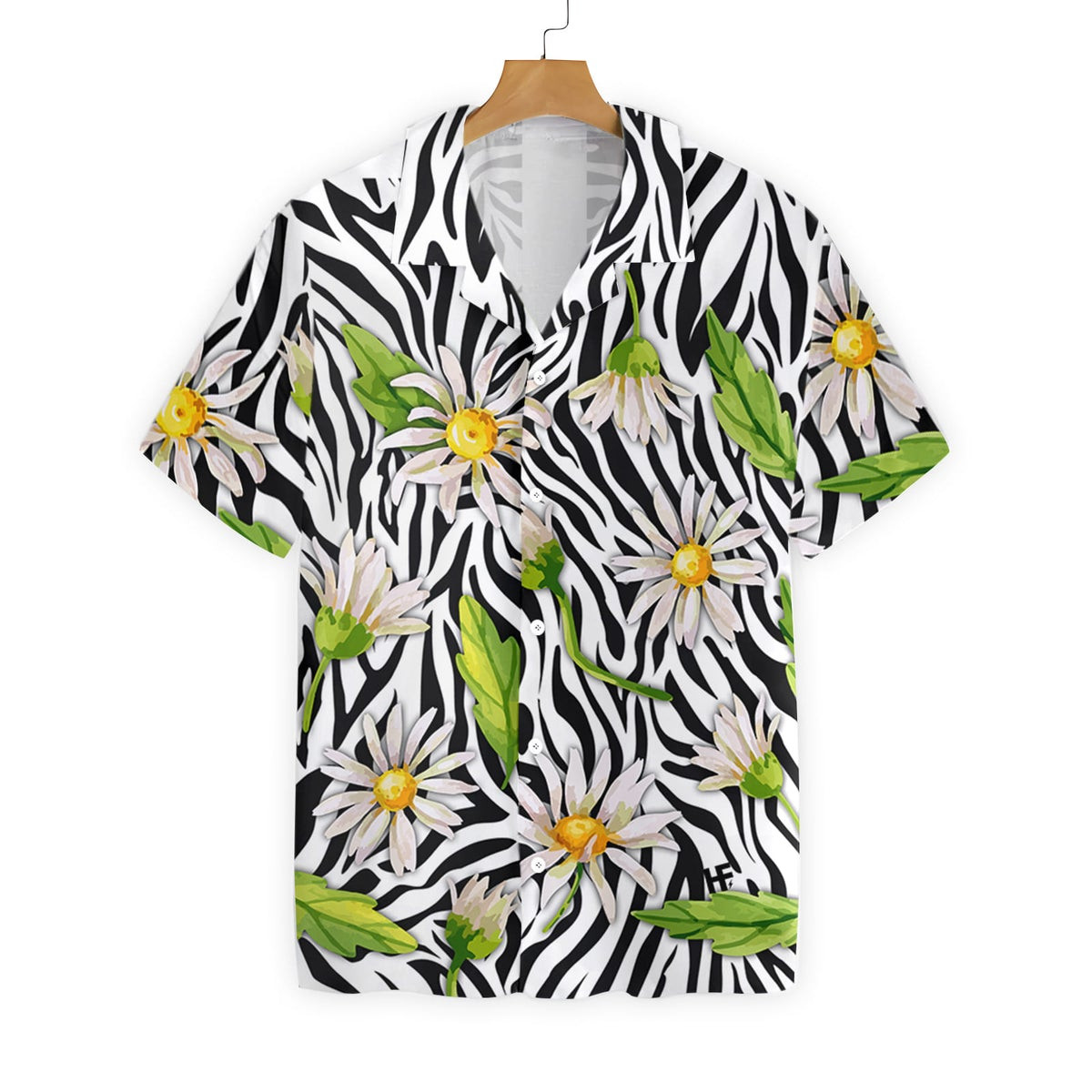 Daisy Zebra Watercolor Painting Art Hawaiian Shirt