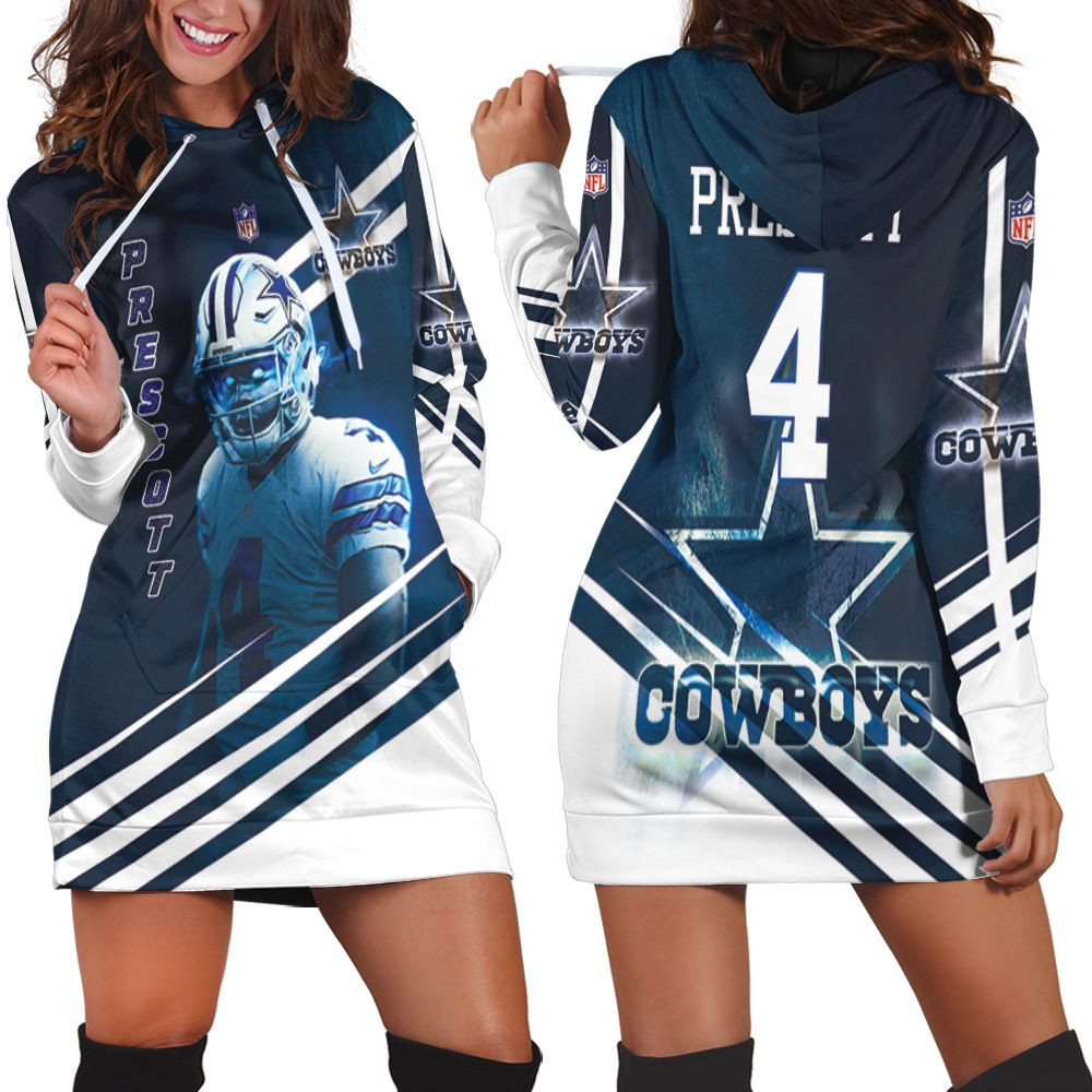 Dak Prescott 4 Dallas Cowboys 3d Hoodie Dress Sweater Dress Sweatshirt Dress