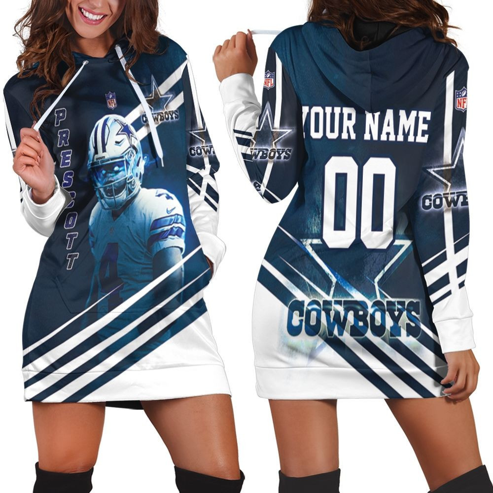 Dak Prescott 4 Dallas Cowboys 3d Hoodie Dress Sweater Dress Sweatshirt Dress