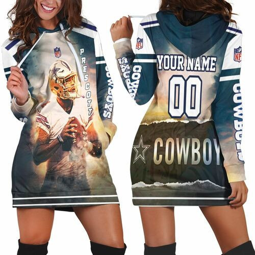 Dak Prescott 4 Dallas Cowboys 3d Hoodie Dress Sweater Dress Sweatshirt Dress