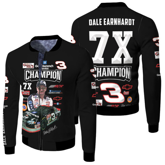 Dale Earnhardt 7X Champion Legend Racer Signed For Fan Fleece Bomber Jacket