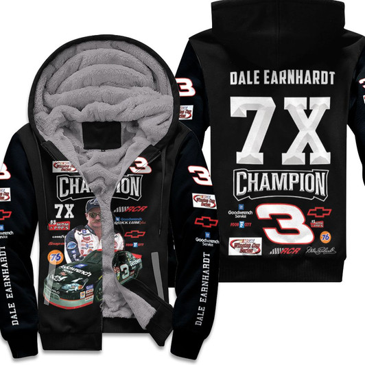 Dale Earnhardt 7X Champion Legend Racer Signed For Fan Fleece Hoodie